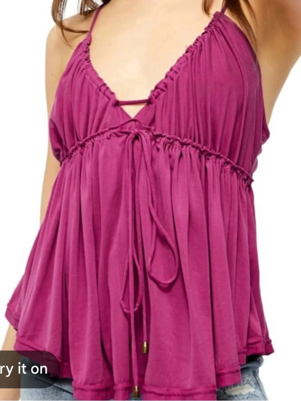 Free People Magenta Spaghetti Strap Tank